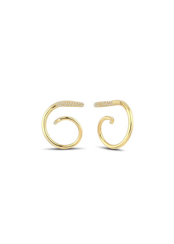 Coil earrings 18k gold and diamond
